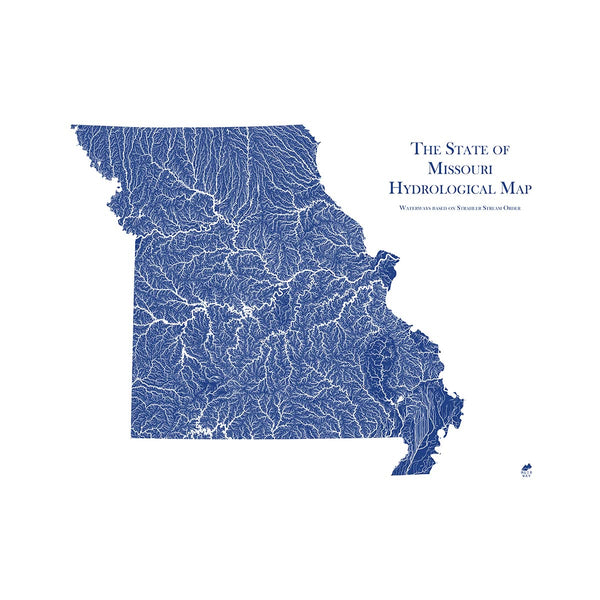 Missouri Hydrology Series Map | Map of rivers, streams & more - Muir Way