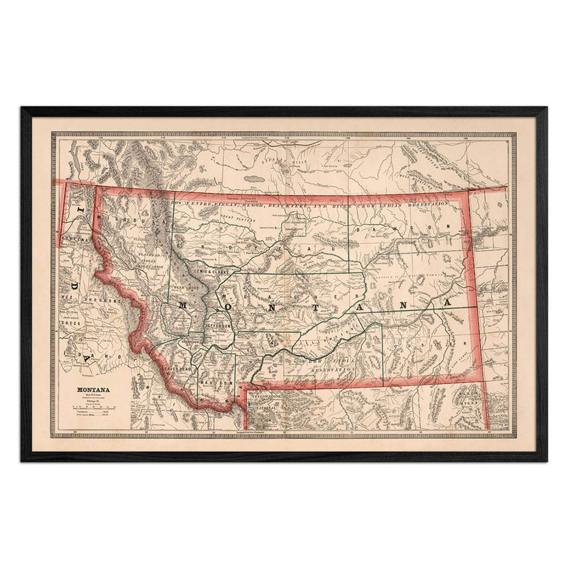 Montana 1883 Map - Muir Way - Vintage Map