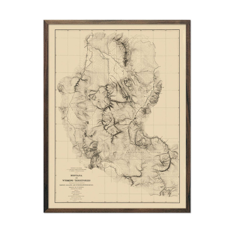 Montana and Wyoming Territories Map 1872 - Muir Way - Vintage Map