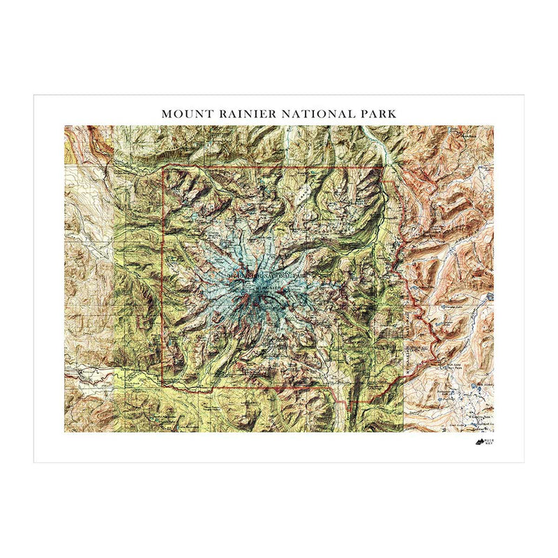 Mount Rainier Shaded Relief Map - Muir Way - Relief Series