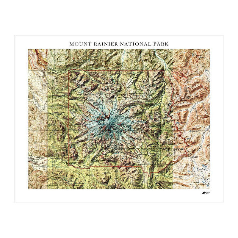 Mount Rainier Shaded Relief Map - Muir Way - Relief Series