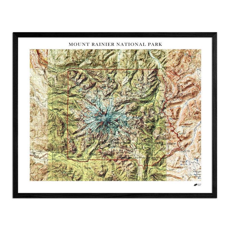 Mount Rainier Shaded Relief Map - Muir Way - Relief Series