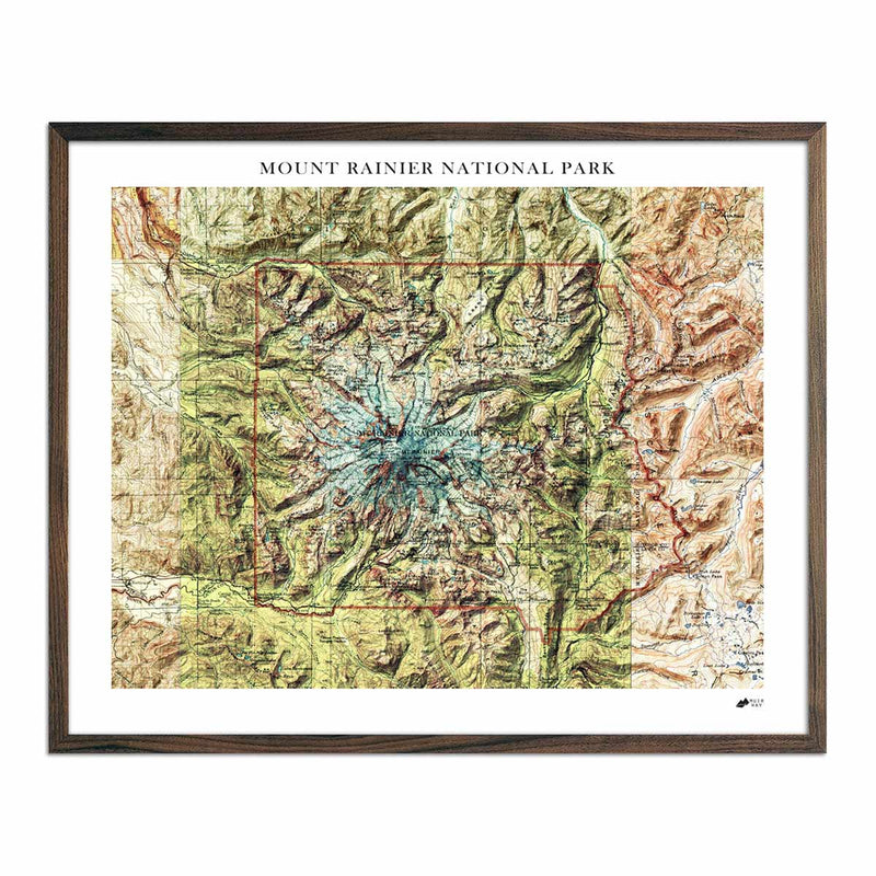 Mount Rainier Shaded Relief Map - Muir Way - Relief Series