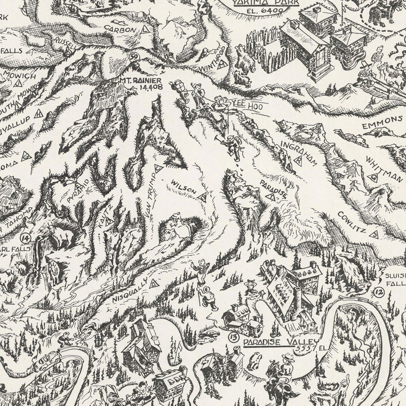 Mt. Rainier National Park Map 1946 - Muir Way - Vintage Map