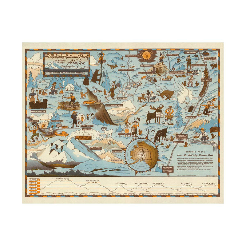 Mt. McKinley National Park Map 1937 - Muir Way - Vintage Map