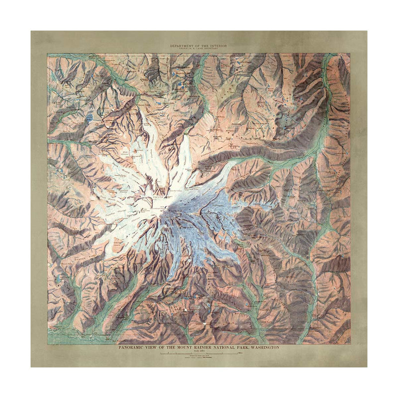 Mt. Rainier National Park Map 1914 - Muir Way - Vintage Map