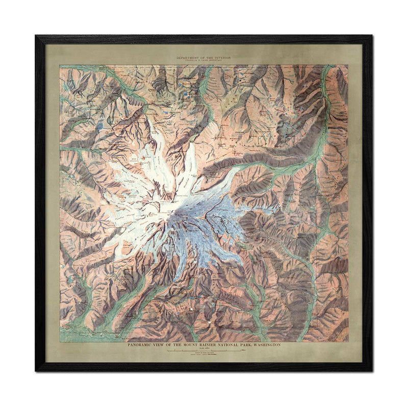 Mt. Rainier National Park Map 1914 - Muir Way - Vintage Map