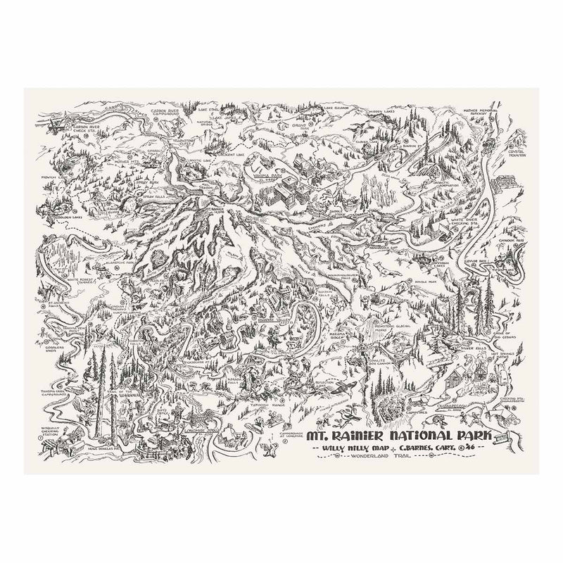 Mt. Rainier National Park Map 1946 - Muir Way - Vintage Map