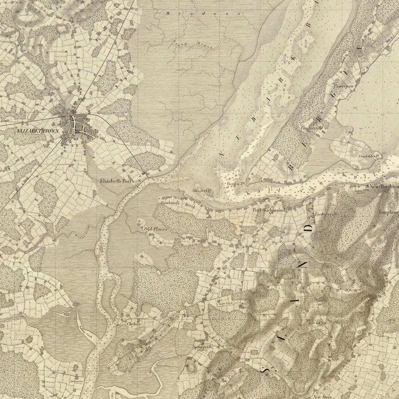 New York Bay and Harbor 1844 Map - Muir Way - Vintage Map