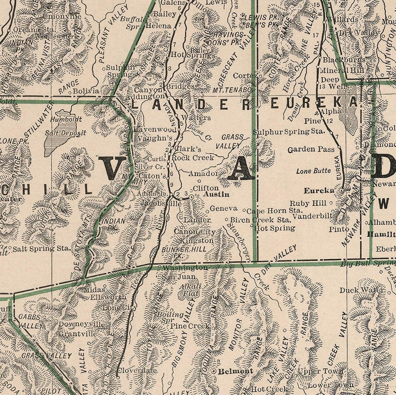 Nevada 1883 Map - Muir Way - Vintage Map