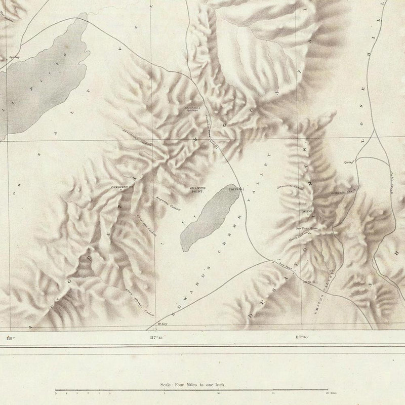 Nevada Basin 1876 Topographic Map - Muir Way - Vintage Map