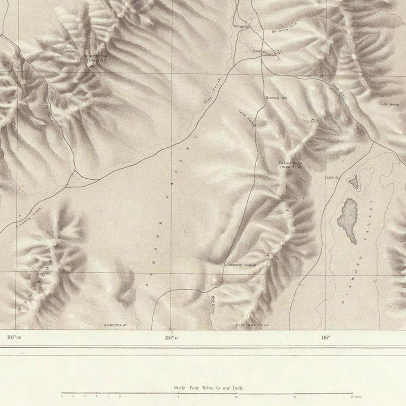 Nevada Plateau 1876 Topographic Map - Muir Way - Vintage Map