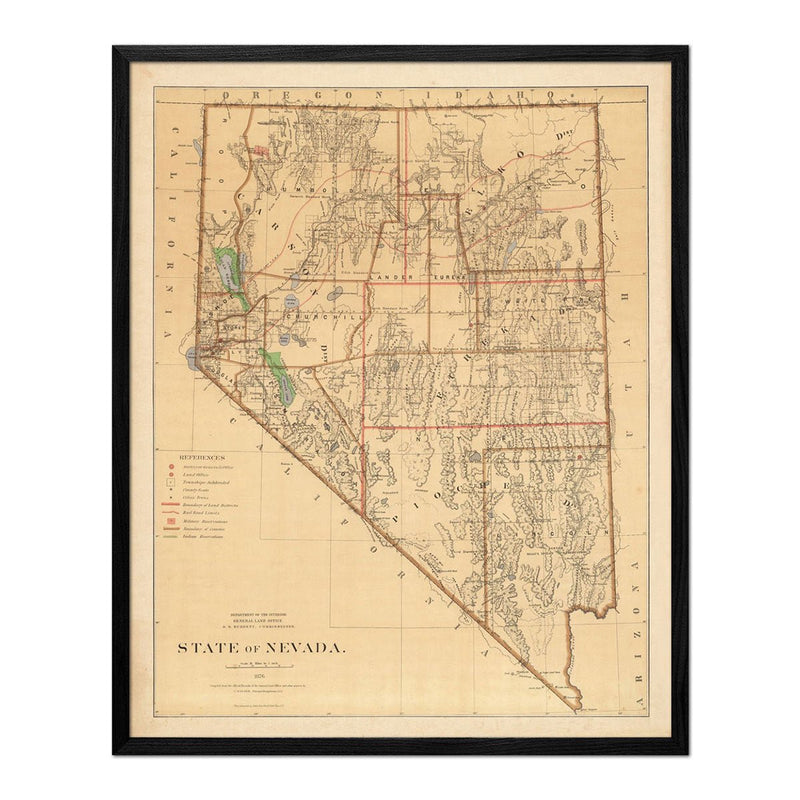 Map of Nevada State 1876