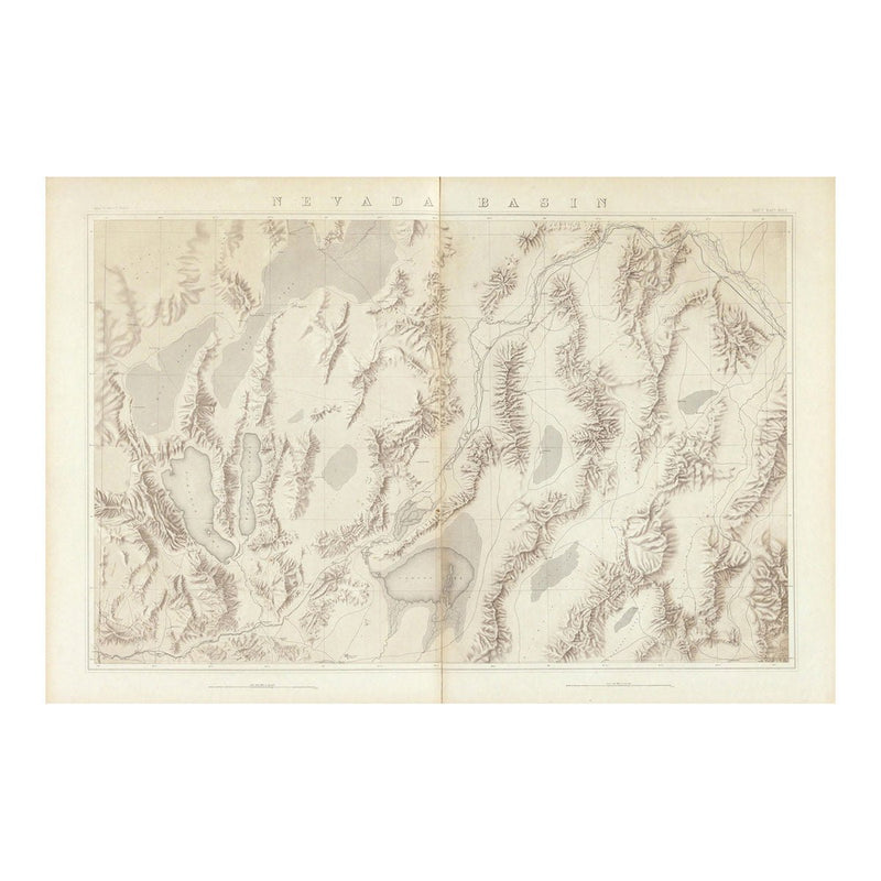 Nevada Basin 1876 Topographic Map - Muir Way - Vintage Map