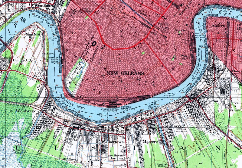 New Orleans, LA 1954 USGS Map - Muir Way - Vintage Map