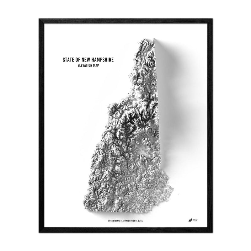 Nh Map In Depth Shop New Hampshire Relief Maps | Elevation & Hydrological Maps - Muir Way