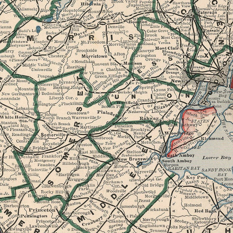 New Jersey 1883 Map - Muir Way - Vintage Map