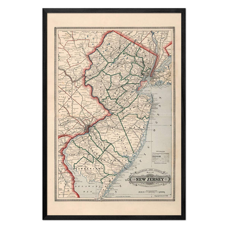 New Jersey 1883 Map - Muir Way - Vintage Map