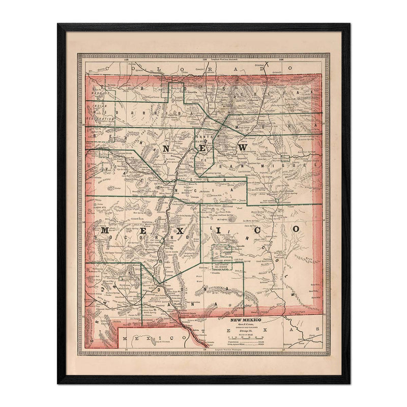 New Mexico 1883 Map - Muir Way - Vintage Map
