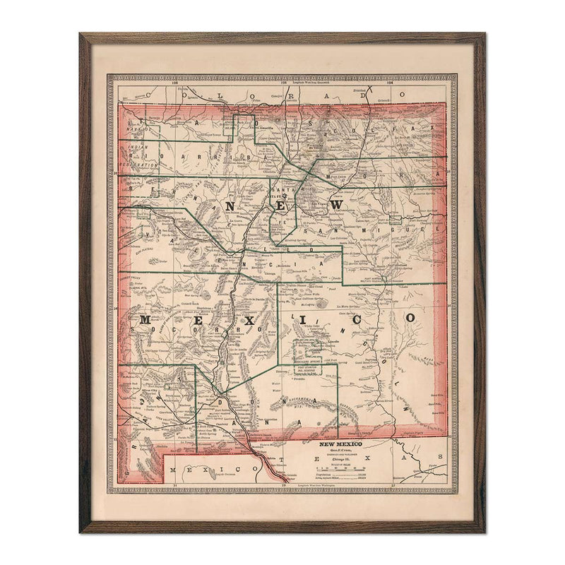 New Mexico 1883 Map - Muir Way - Vintage Map