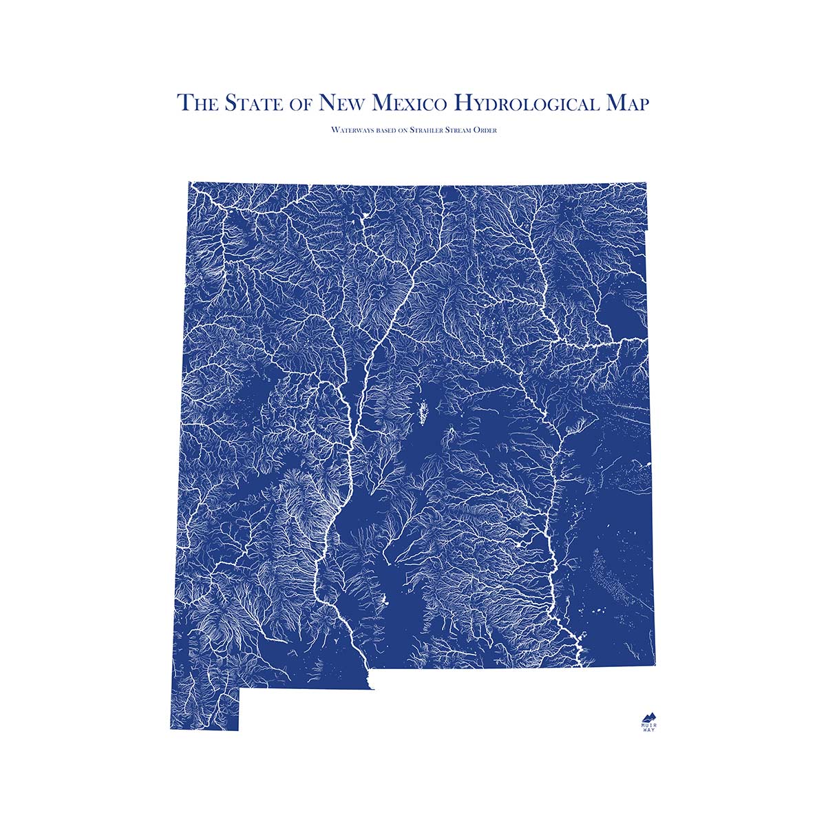 New Mexico Hydrology Series Map  Map of rivers, streams & more - Muir Way