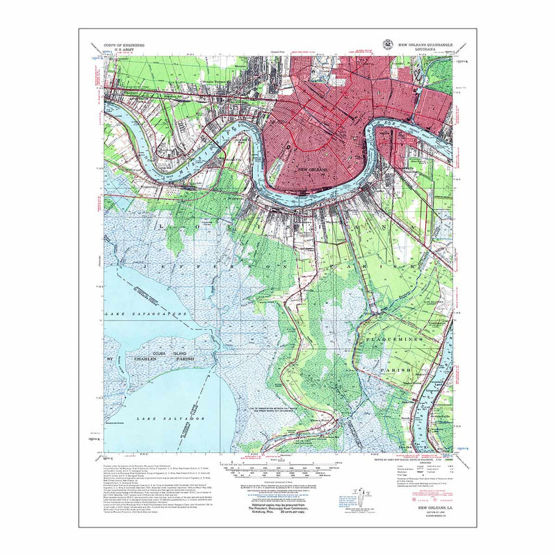 New Orleans, LA 1954 USGS Map - Muir Way - Vintage Map