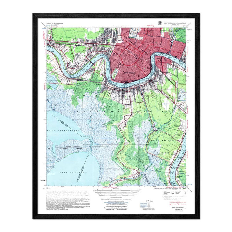 New Orleans, LA 1954 USGS Map - Muir Way - Vintage Map