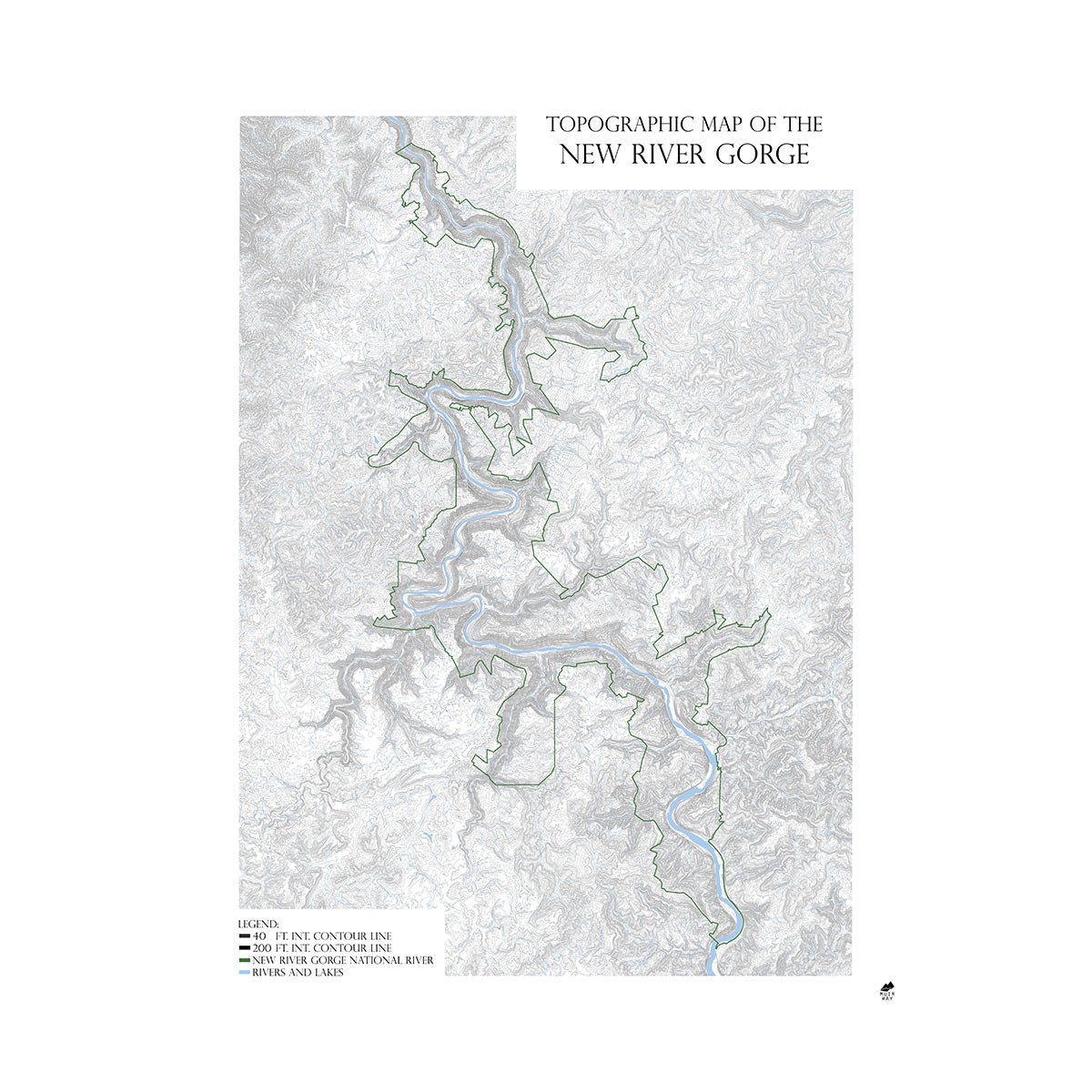 Vector Raster River Map Template Contour Map River
