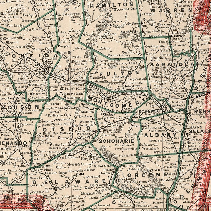 New York 1883 Map - Muir Way - Vintage Map