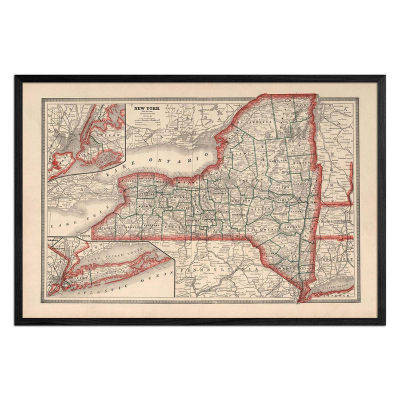 New York 1883 Map - Muir Way - Vintage Map