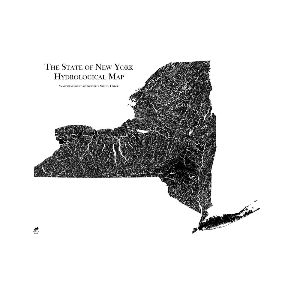 New York Hydrology Series Map | Map of rivers, streams & more – Muir Way