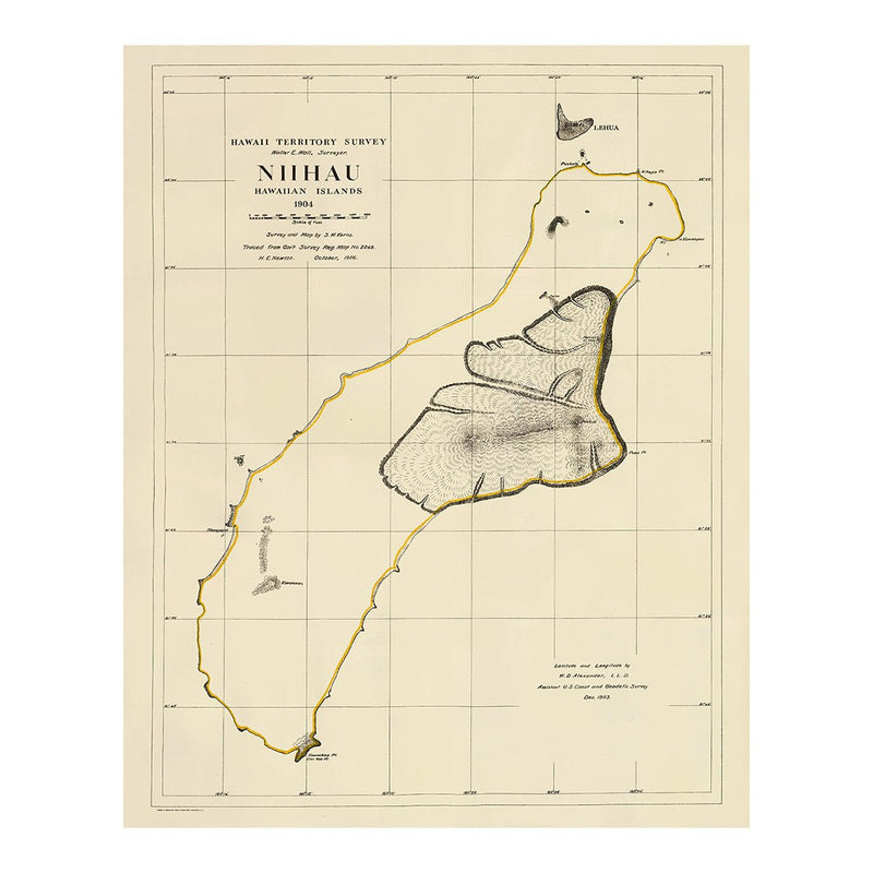 Niihau Island 1904 Map - Muir Way - Vintage Map
