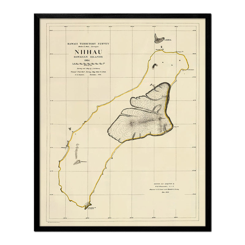 Niihau Island 1904 Map - Muir Way - Vintage Map