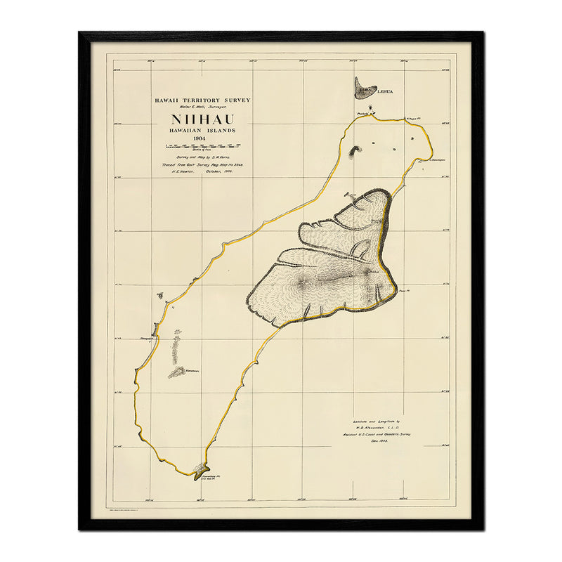 Vintage Map of Niihau from 1904