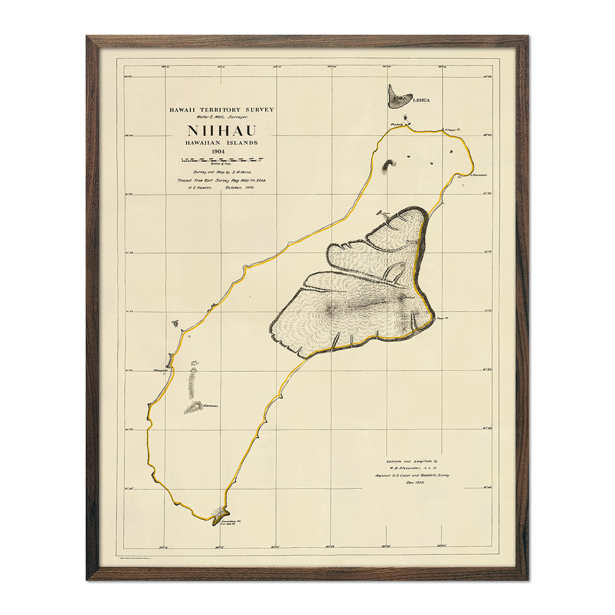 Vintage Map of Niihau from 1904
