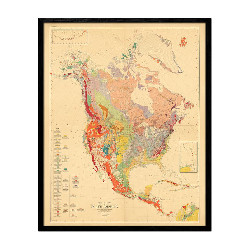 North America Geologic Map 1911 - Muir Way - Vintage Map