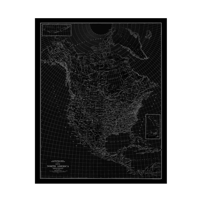 North America 1912 USGS Map Black - Muir Way - Vintage Map
