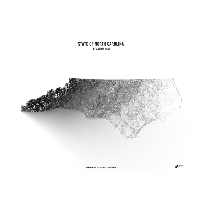 North Carolina Elevation Map - Muir Way - Elevation