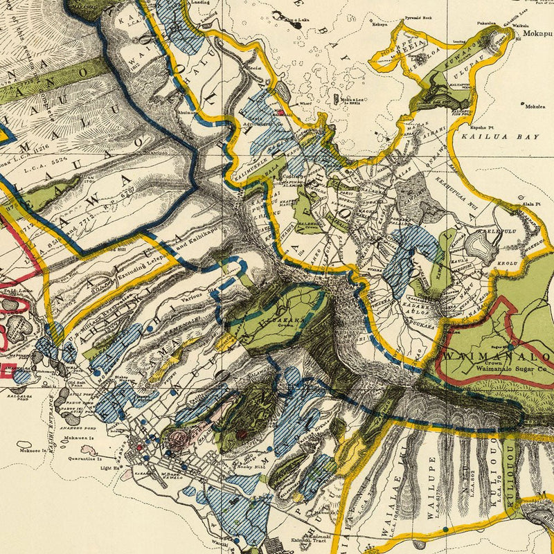 Oahu Island 1902 Map - Muir Way - Vintage Map