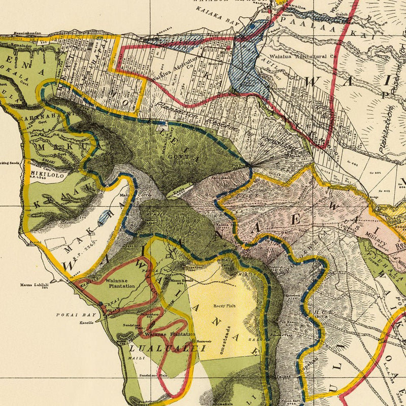 Oahu Island 1902 Map - Muir Way - Vintage Map