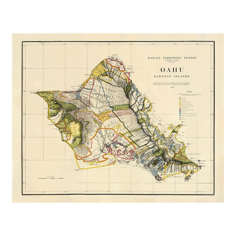 Oahu Island 1902 Map - Muir Way - Vintage Map