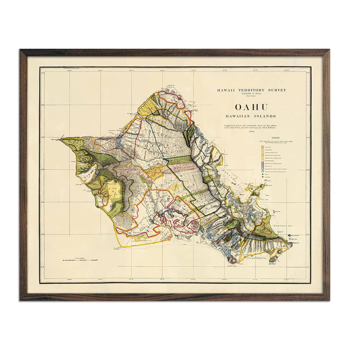Vintage map of Oahu from 1902