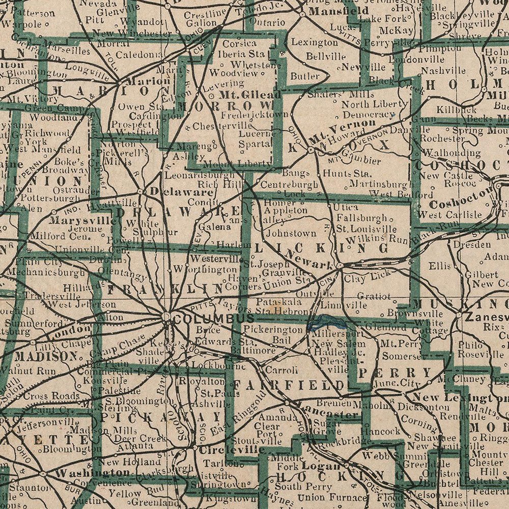 Ohio 1883 Map Print | Vintage Ohio Map Reproduction – Muir Way