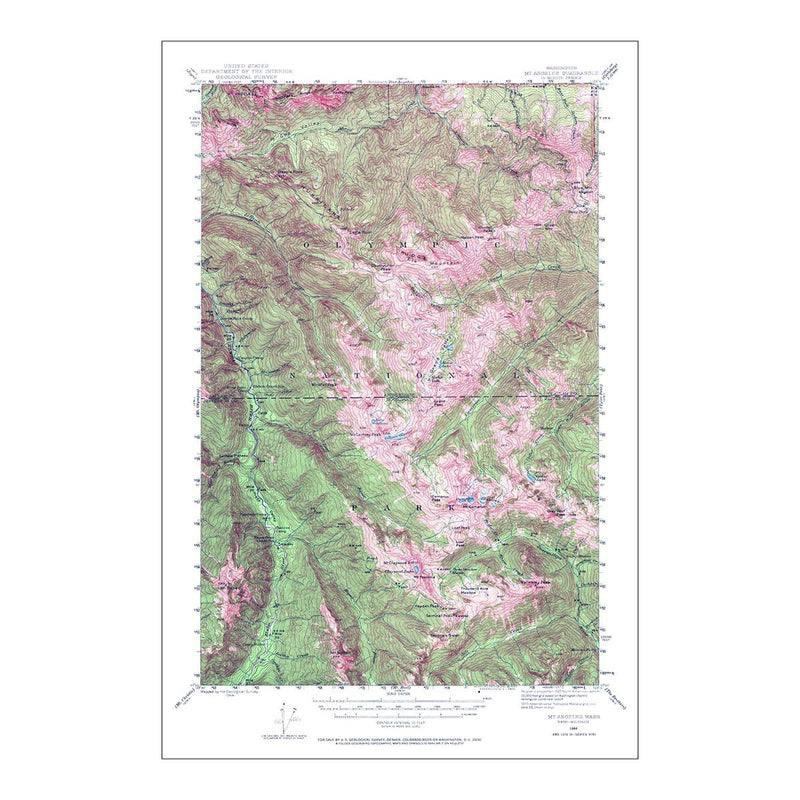 Olympic National Park 1944 USGS Map - Muir Way - Vintage Map