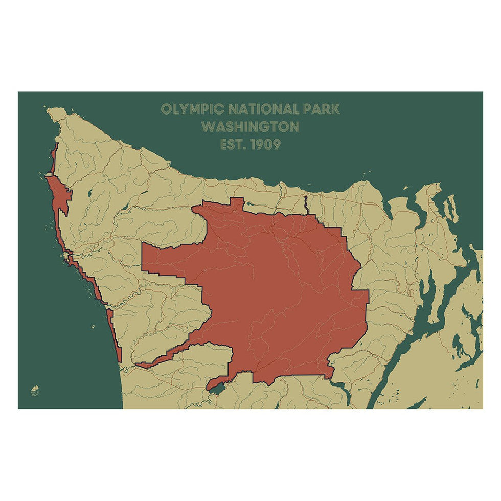 Olympic National Park Poster | National Park Map | Muir Way