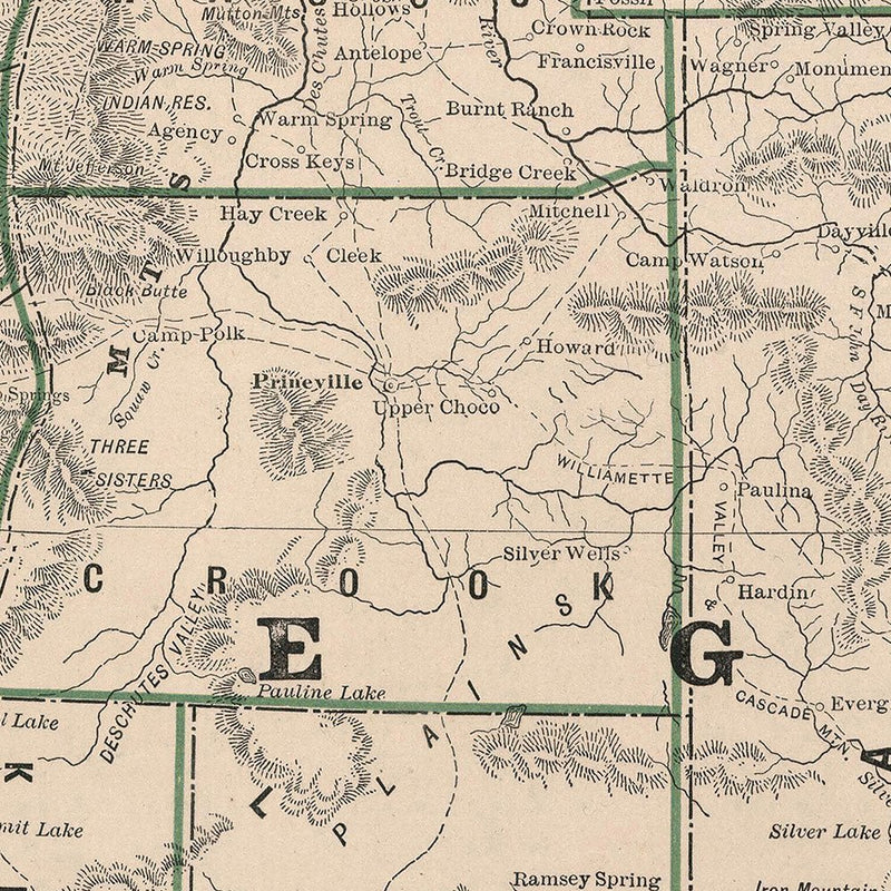 Oregon 1883 Map - Muir Way - Vintage Map