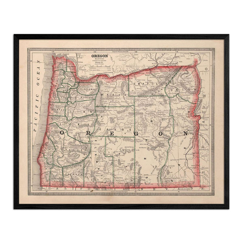 Oregon 1883 Map - Muir Way - Vintage Map