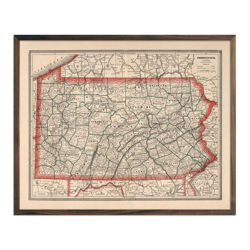 Pennsylvania 1883 Map - Muir Way - Vintage Map