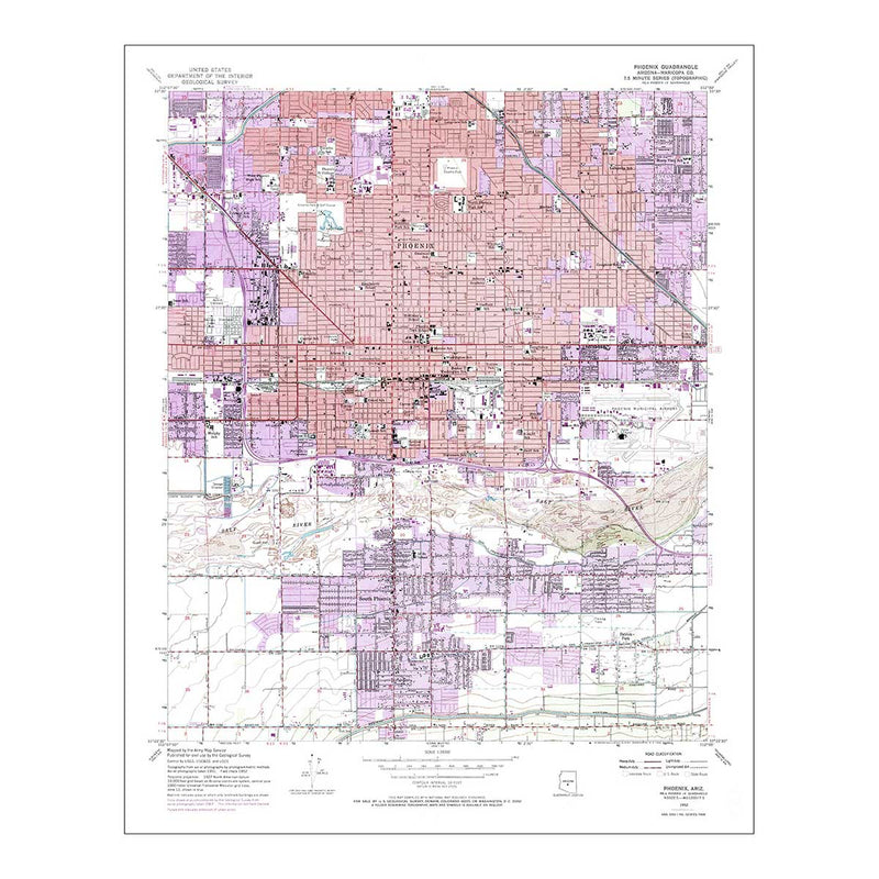 Phoenix, AZ 1952 USGS Map - Muir Way - Frame