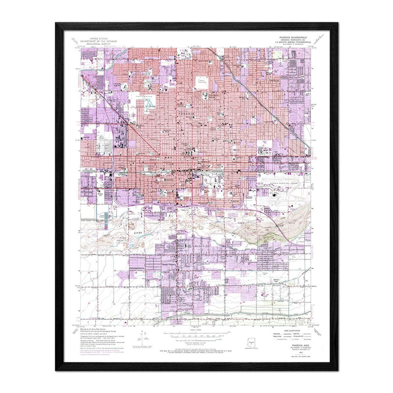 Phoenix, AZ 1952 USGS Map - Muir Way - Frame